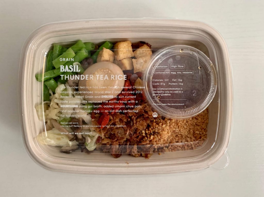 Basil Thunder Tea Rice with cover