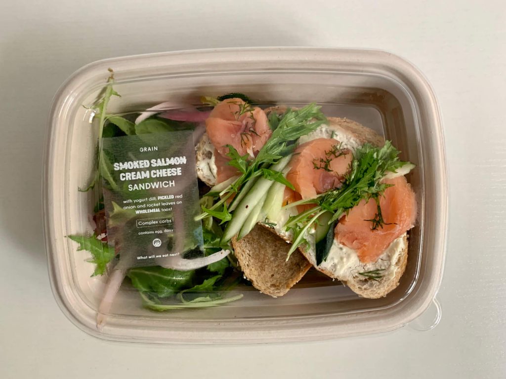 Smoked Salmon Cream Cheese Sandwich with cover